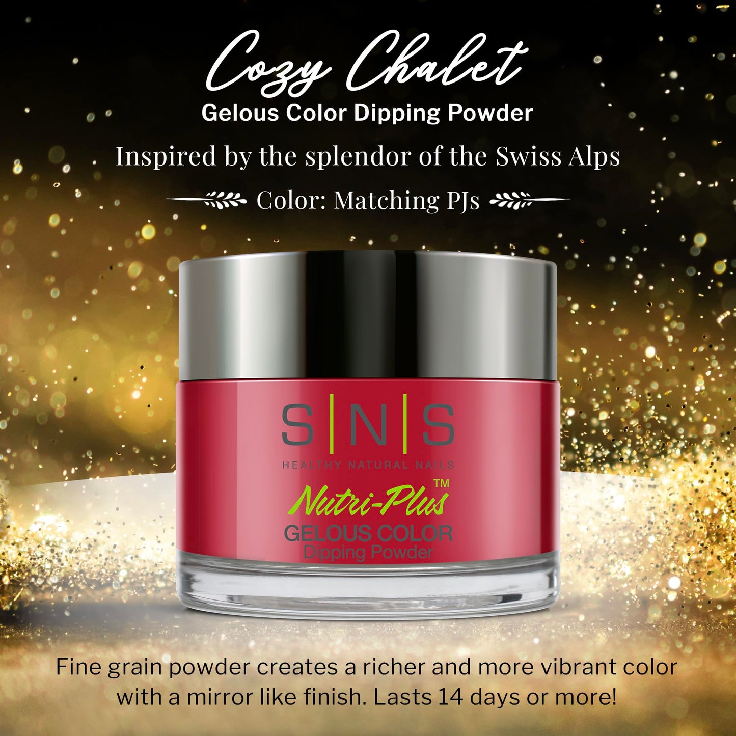 SNS Nail Dip Powder, Gelous Color Dipping Powder - Matching PJs (Red) - Long-Lasting Dip Nail Color Lasts 14 Days ??Low-Odor & No UV Lamp Required - 1 oz