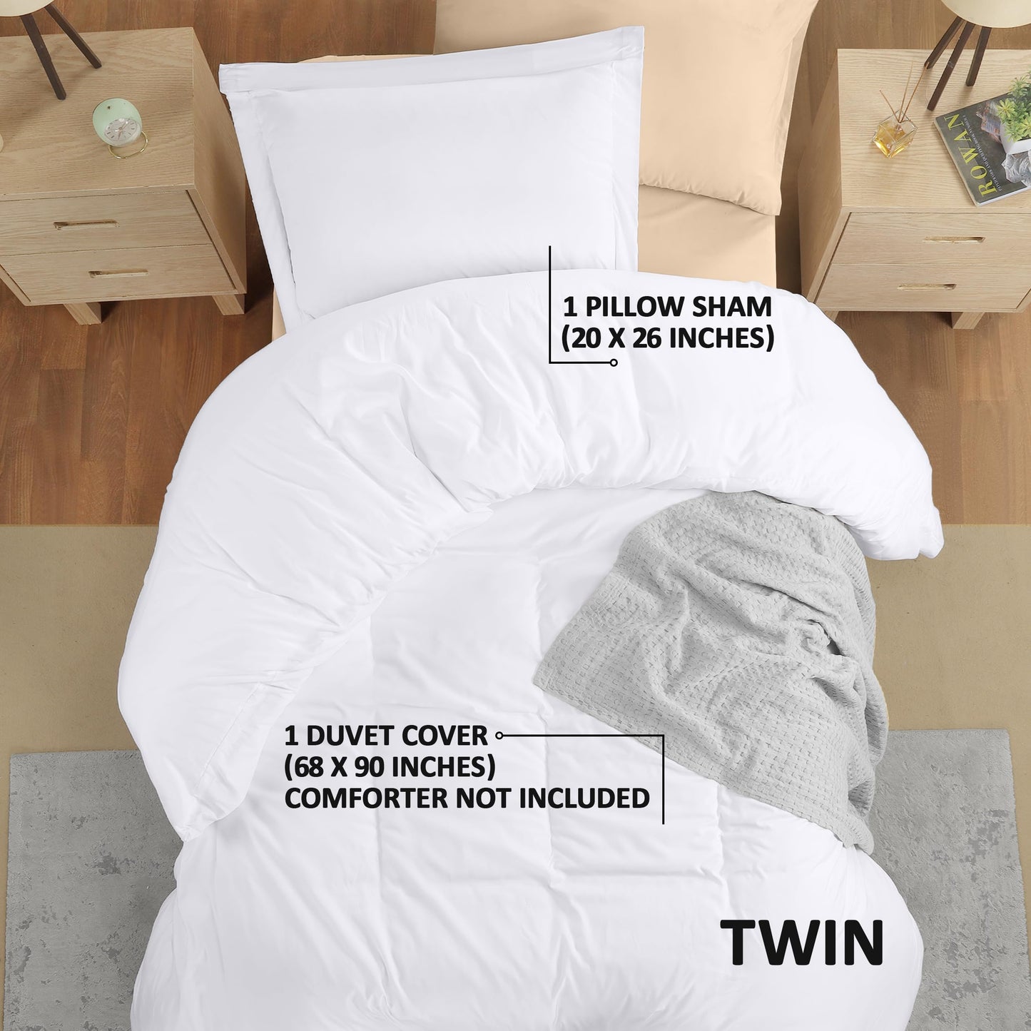 Utopia Bedding Duvet Cover Twin Size - 1 Duvet Cover with 1 Pillow Sham - 2 Pieces Bedding Duvet Cover with Zipper Closure - Soft Brushed Microfiber, 68 X 90 Inches (Twin/Twin XL, White)