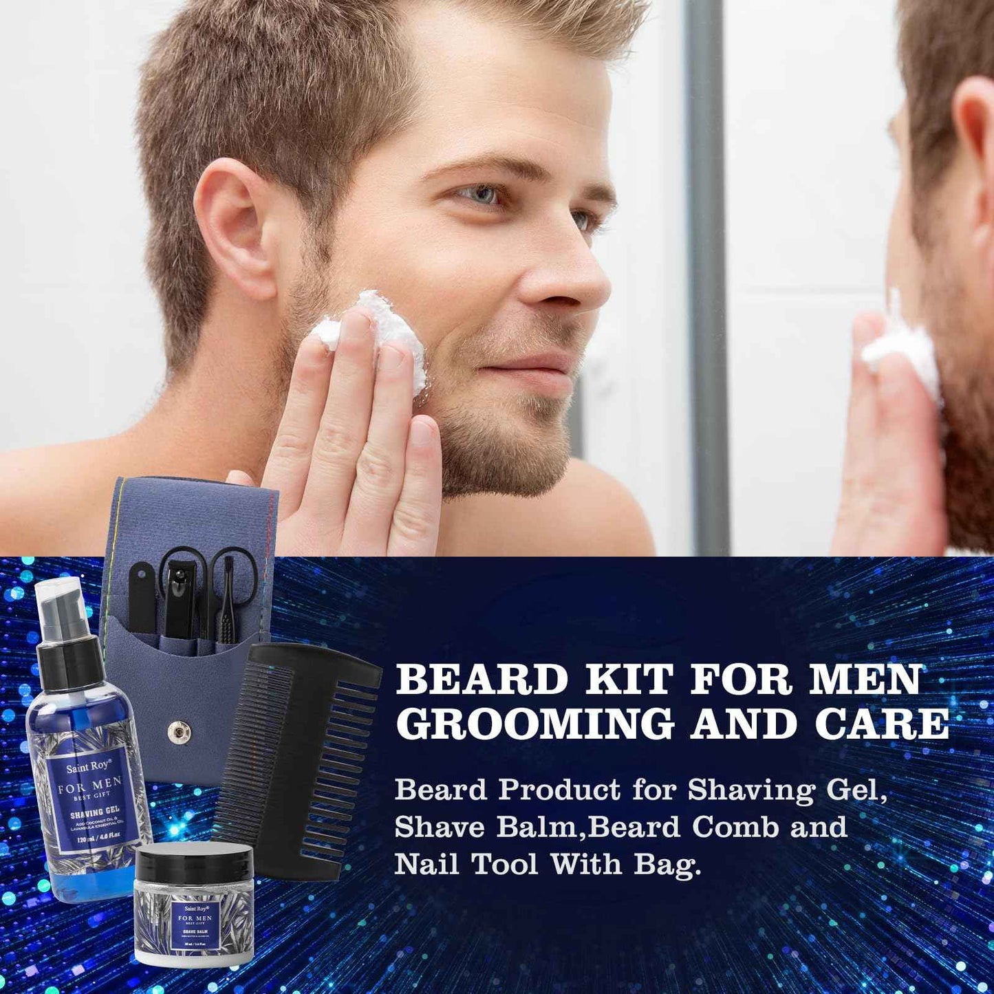 Fathers Day Christmas Gift Baskets, Birthday Gifts Spa Kit for Men Classic Perfume Bath Gift Set and Shower Gift Basket Self Care Shaving Kit Mens Bath Beard Spa Gifts Baskets Mens Gift Set beauty kit