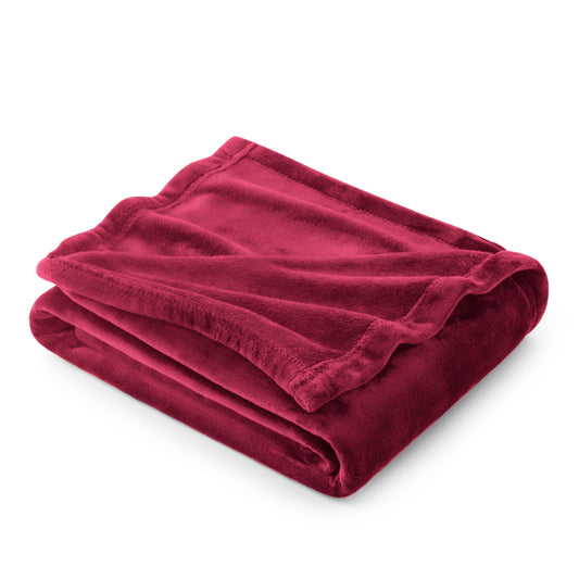 Bedsure Flannel Fleece Luxury Blanket Burgundy Throw Lightweight Cozy Plush Microfiber Solid Blanket