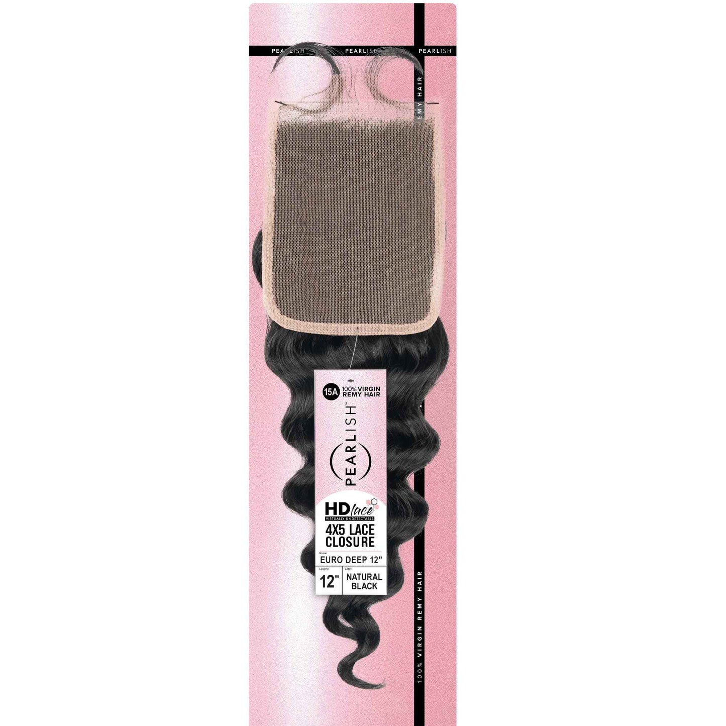 Sensationnel Pearlish bundle 4x5 closure - euro deep 12 inch HD lace beauty supply human hair bundles weave 15a soft remy (NATURAL/BLACK)