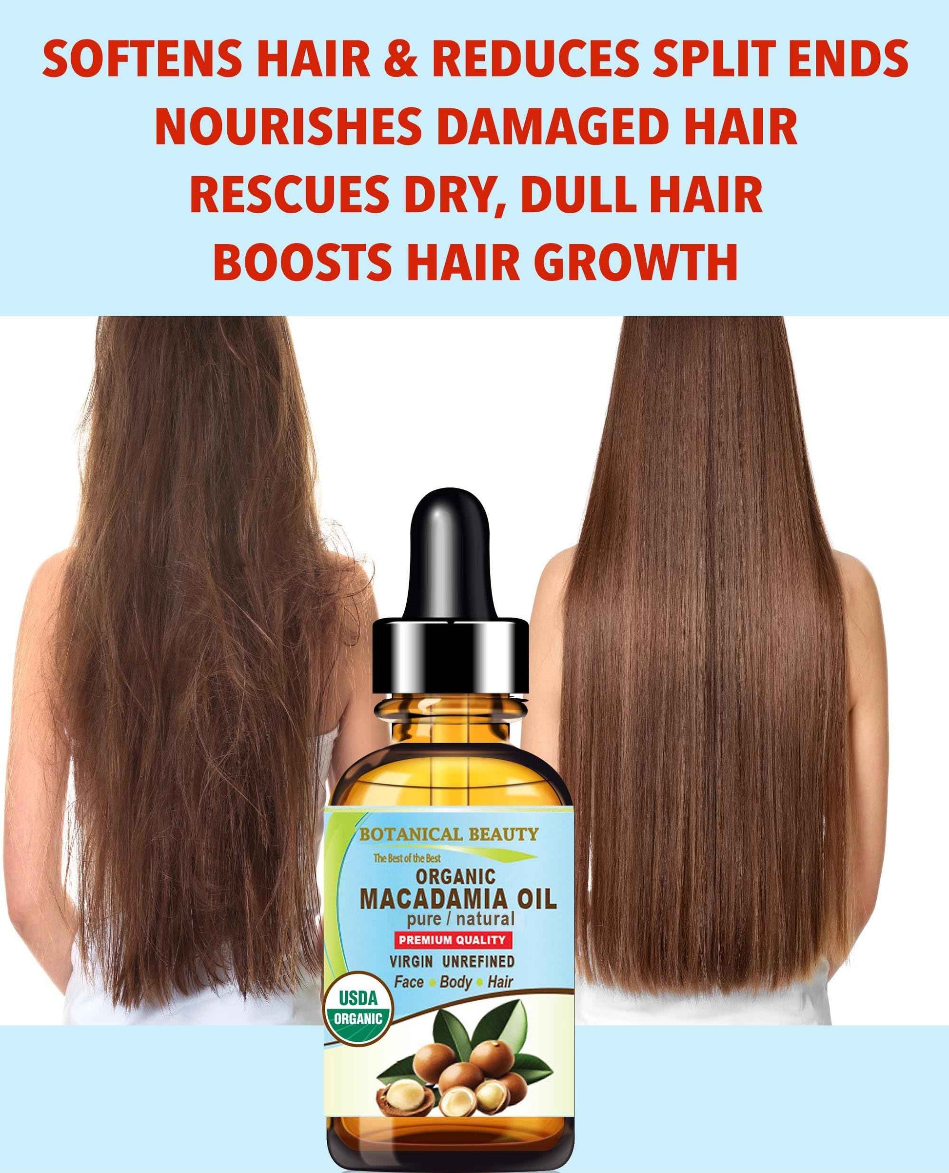 Botanical Beauty Organic MACADAMIA OIL 100% Pure Natural VIRGIN UNREFINED Cold-Pressed Carrier Oil for Face, Skin, Body, Hair, Lip, Nails. Rich in Vitamin E (4 Fl Oz)