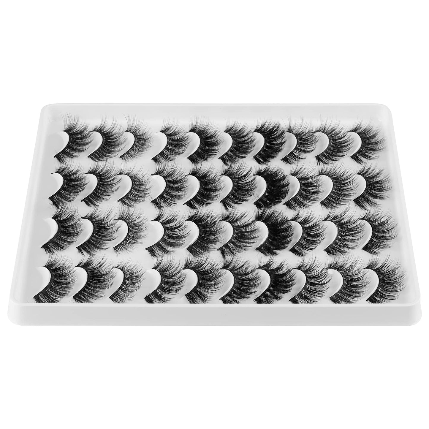 JIMIRE 20 Pairs False Eyelashes 10 Styles Lashes Variety Pack Fluffy Wispy Round Volume Lashes Faux Mink Cat Eye Lashes