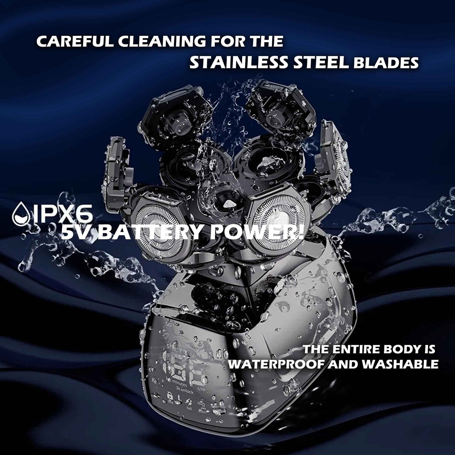 Head Shavers for Bald Men, 7D Stainless Steel Blades & Wireless Charging Base, Waterproof Skull Shaver with Digital Display, Powerful Motor, Wet & Dry Kit for Men, Flex Series.