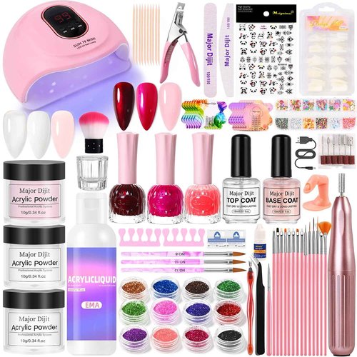 Acrylic Nail Kit With Everything For Beginners -Nail Kit Acrylic Set Nail Polish Kit With U V Light And Drill for Home Salon
