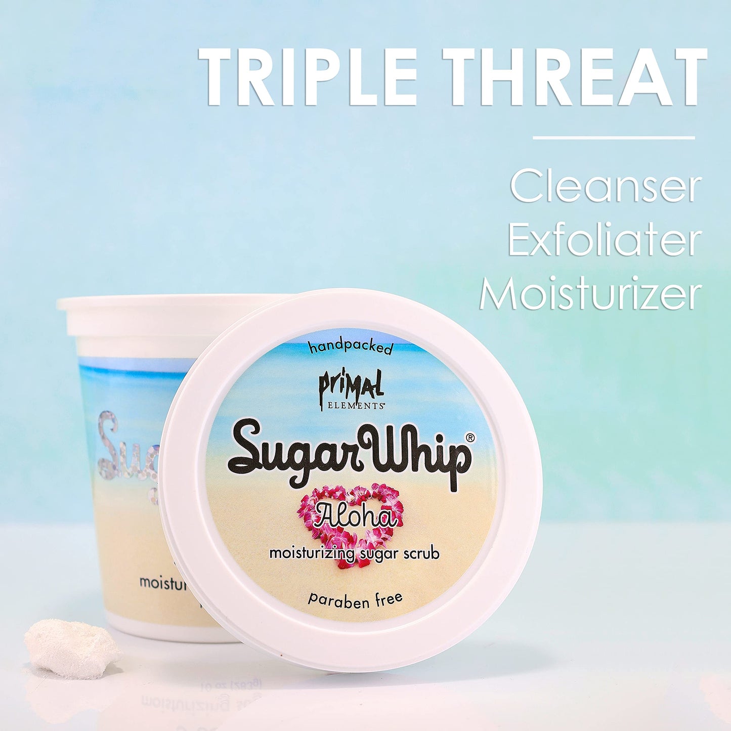 Primal Elements Sugar Scrub, Exfoliating Sugar Whip, Body Cleanser and Moisturizer - Aloha, 10 oz Package