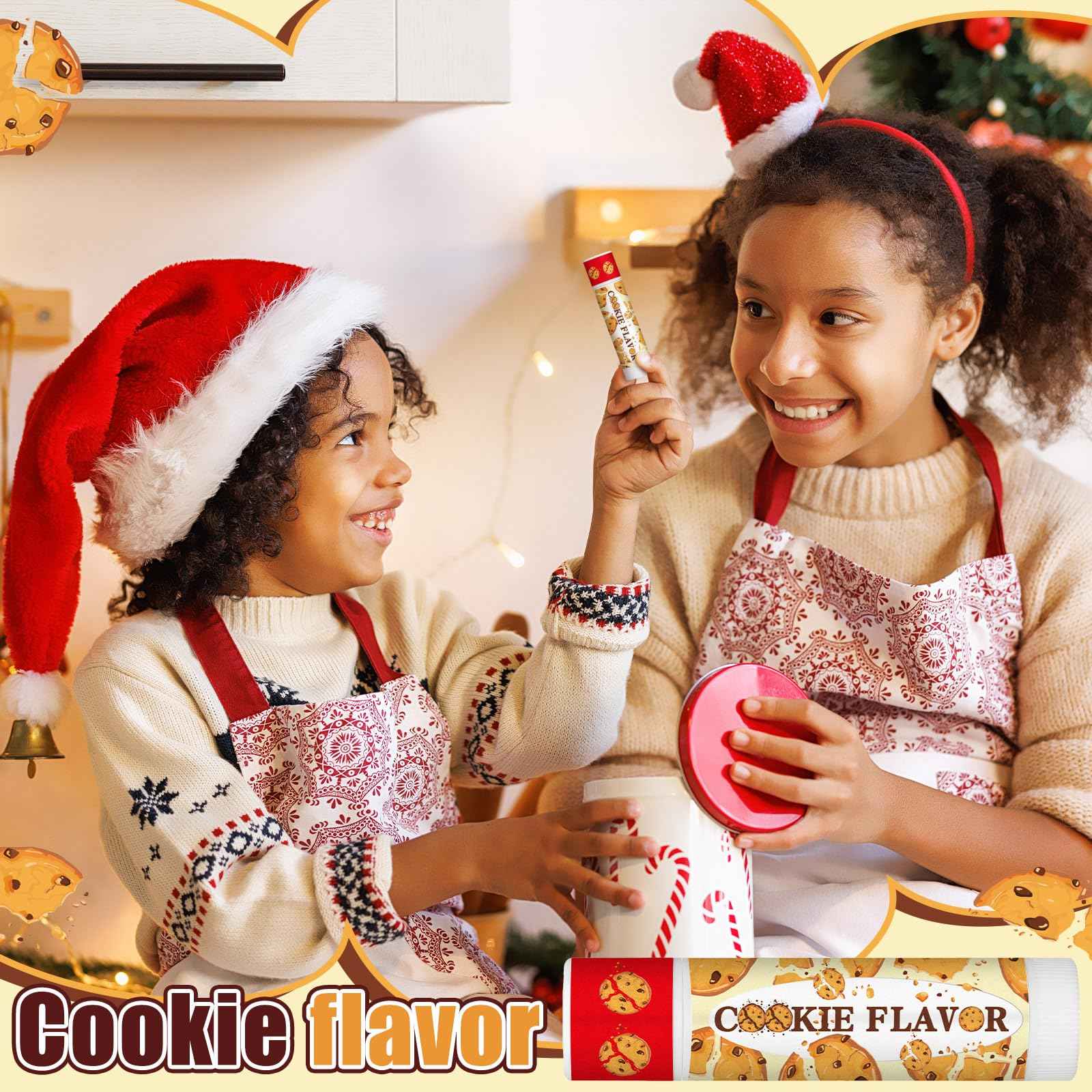 Siifert 75pcs Christmas Peppermint Flavor Lip Balms Gift Bulk Candy Gingebread Hot Cocoa Cookie Cinnamon Flavor Lip Balm Favor Christmas Party Gift Stocking Stuffer for Coworker Staff Employee (Cute)