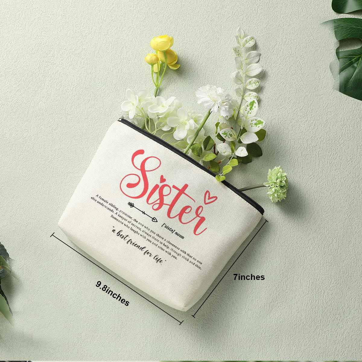 Sister Noun Sister Gifts Makeup Bag, Best Friend Birthday Gifts Sisters Gifts from Sister Cosmetic Bag, Friendship Gifts for Women Girl, Christmas Appreciation Gifts Travel Toiletry Bag Accessories