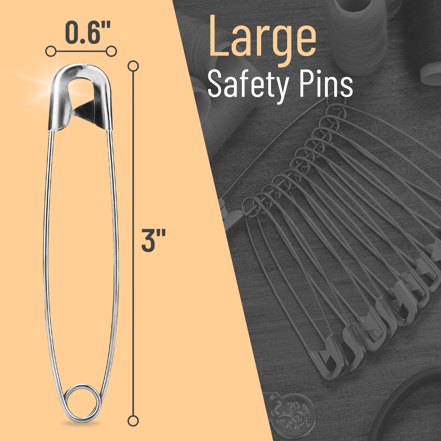 Mr. Pen- Safety Pins, 3 Inch, 100 Pack, Safety Pin, Safety Pins Bulk, Large Safety Pins for Clothes, Safety Pins for Clothes, Heavy Duty Safety Pins, Big Safety Pins Heavy Duty