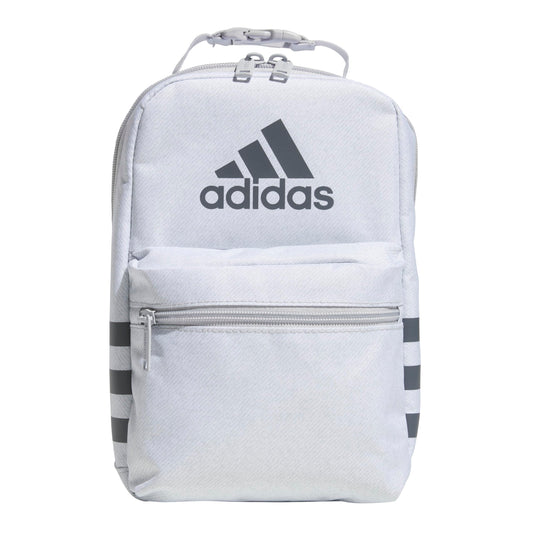 adidas Santiago Insulated Lunch Bag (6.5L) with clip lock handle, Twill White/LGH Solid Grey/Onix Grey, One Size