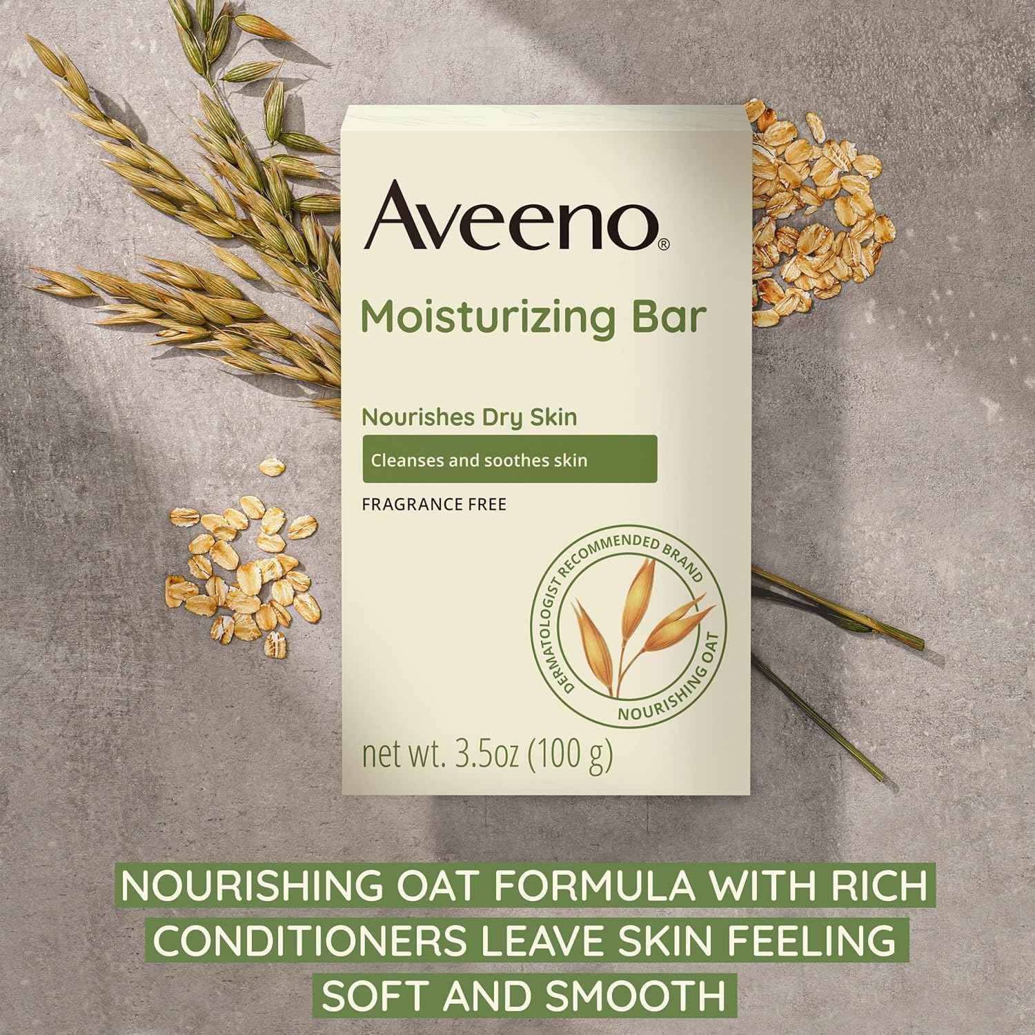 Aveeno Moisturizing Bar with Natural Colloidal Oatmeal for Dry Skin, Fragrance Free, 3 Oz (Pack of 5)