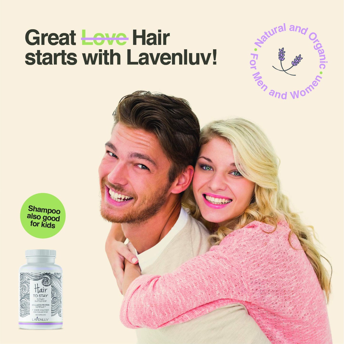 Lavenluv Hair to Stay Anti-Hair Loss Conditioner – Organic Hair Growth Conditioner – Hair Loss Treatment – Vitamin, Herbs & Essential Oil Formula – Deeply Hydrating Conditioner -Men & Women (8oz)