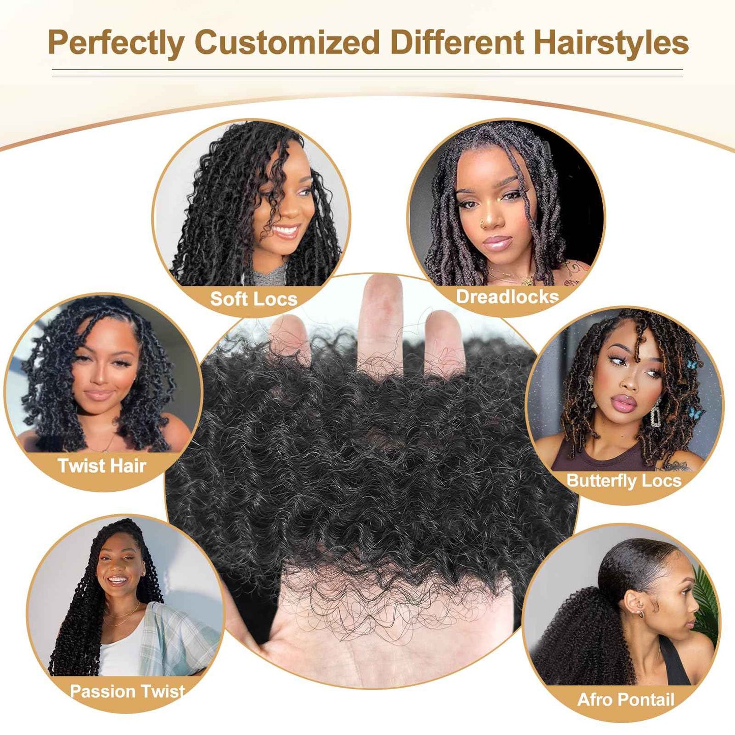 Afro Kinkys Bulk Human Hair 12 Inch Natural Black Afro Kinky-Curly Bundles for Dreadlock Extensions and Mini Twist Repair Locs Real Human Braiding Hair 1Bundle(Black, 12Inch, 40g/pack)