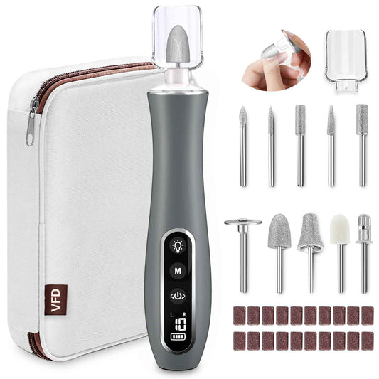 Electric Nail File Drill, Cordless 2000 mAh Rechargeable Nail Filer Electric, Portable Nail Dril 10 Speeds Professional Machine Drill for Nails Acrylic Manicure and Thick Toenails Grinder