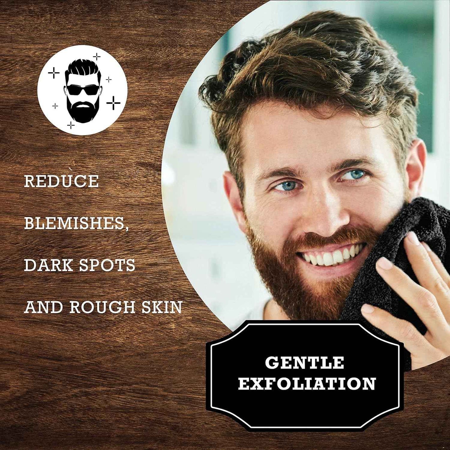 The Rustic Man Terry Wash Cloths for Face and Body, Dual-Sided Cleansing and Exfoliating Washcloths, Machine Wash, Black, 3 Count