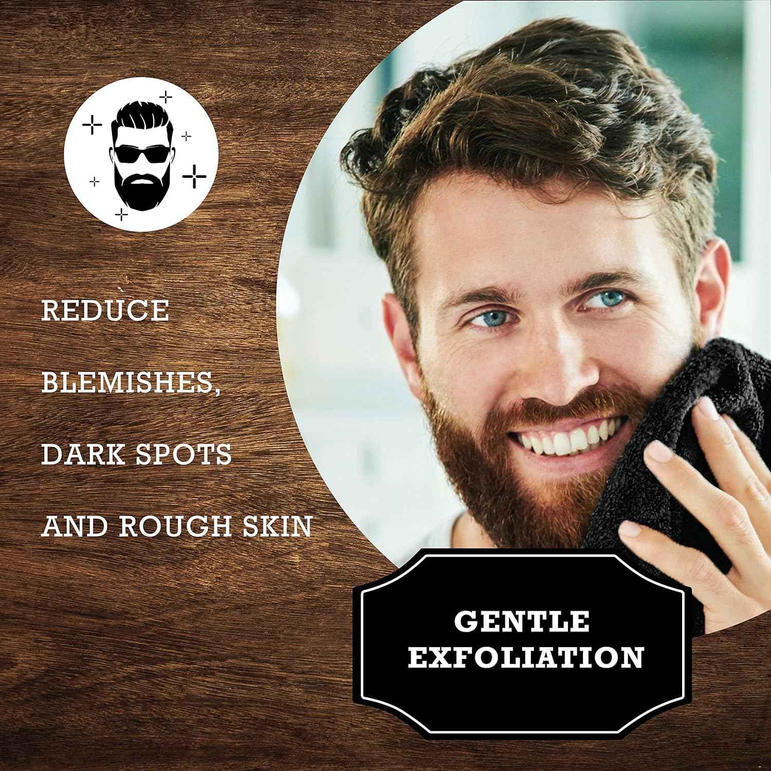 The Rustic Man Terry Wash Cloths for Face and Body, Dual-Sided Cleansing and Exfoliating Washcloths, Machine Wash, Black, 3 Count