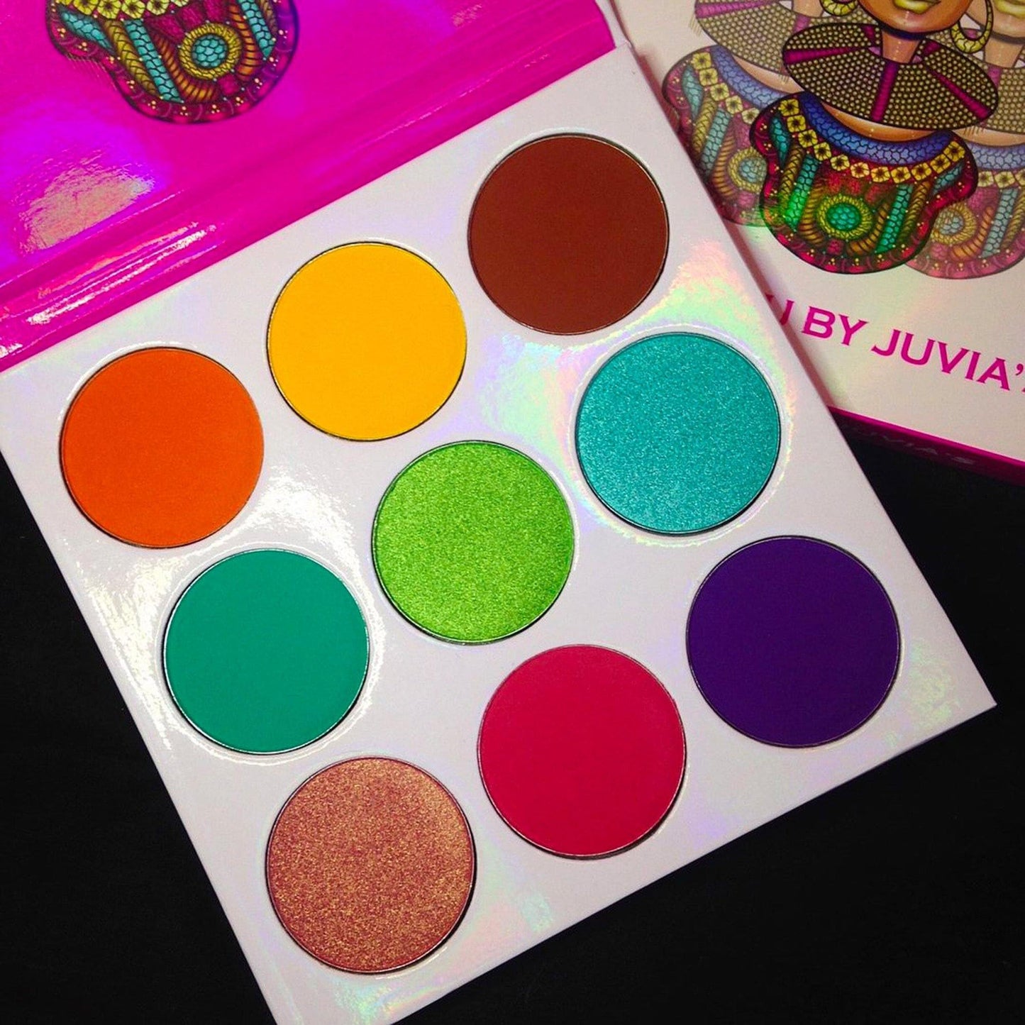 Juvia's Place Palette The Zulu - Turquoise, Red, Purple, Shades of 9, Colorful, Vivid, Vibrant Palette, Pigmented Makeup Palette Color & Shine