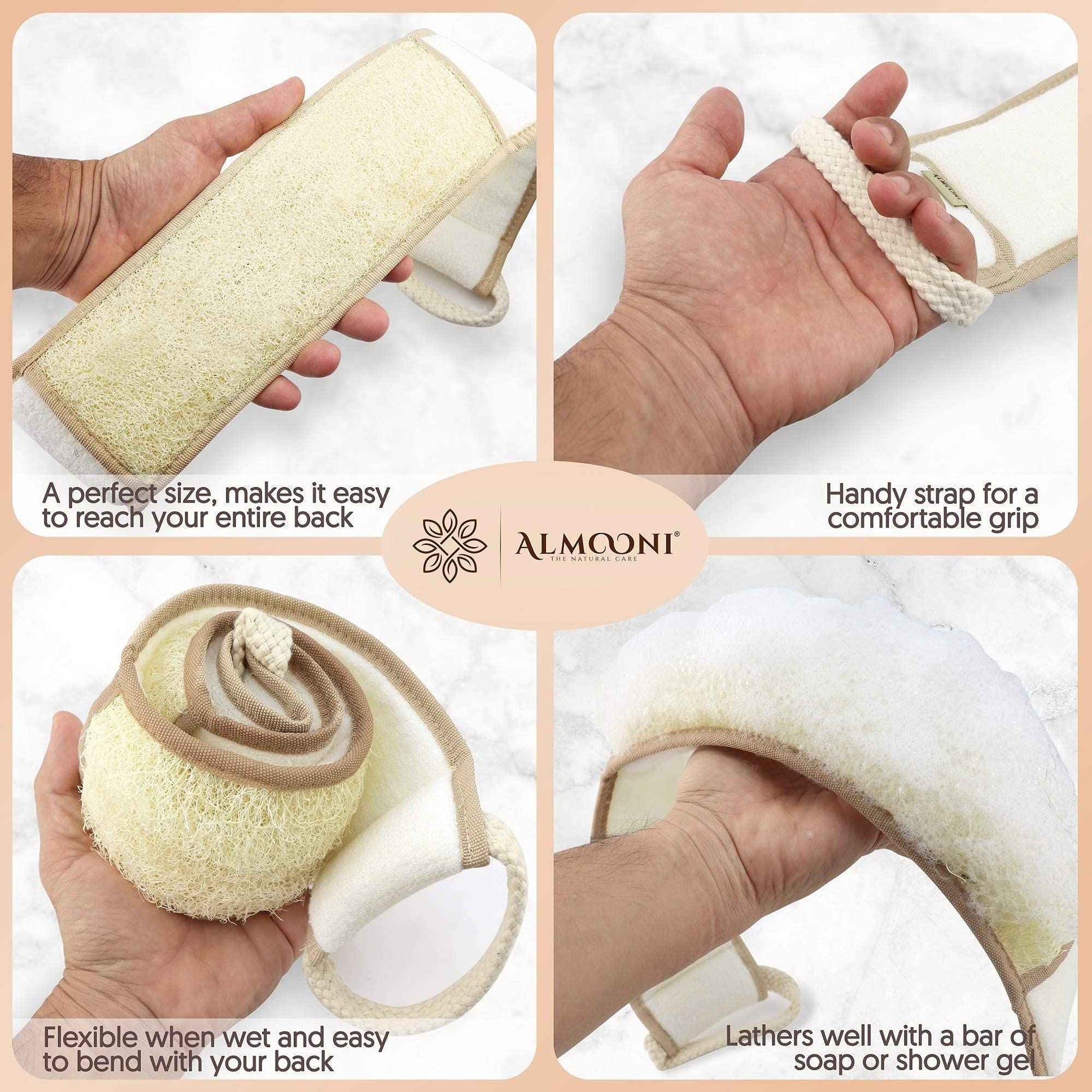 Premium Exfoliating Loofah Pad Body Scrubber and Back Scrubber, Made with Natural Egyptian Shower Sponge That Gets Your Body Clean