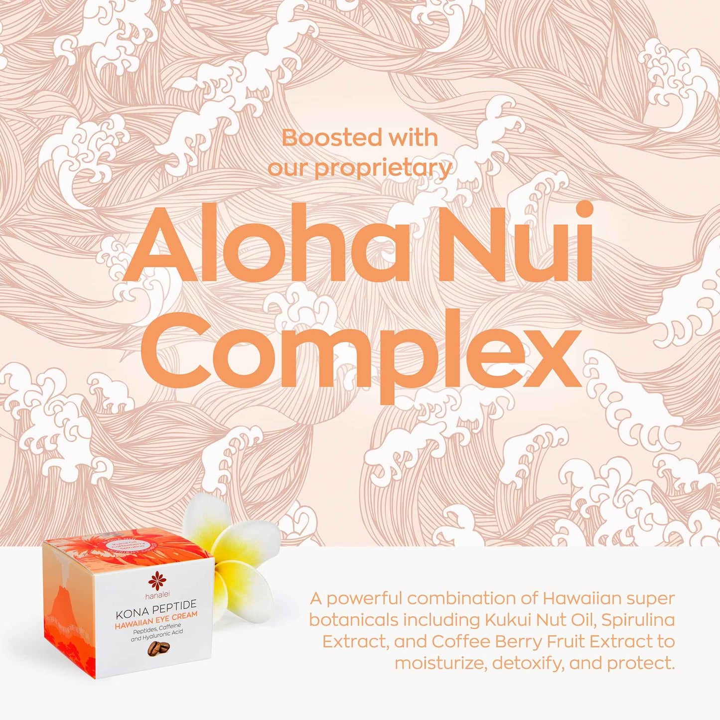 Hanalei Kona Peptide Eye Cream with Caffeine – Reduces Wrinkles, Puffiness, Dark Circles, Hydrating, Smoothing, Revitalizing Formula with Hawaiian Botanicals and Peptides – Cruelty-Free, Vegan, 0.5 oz