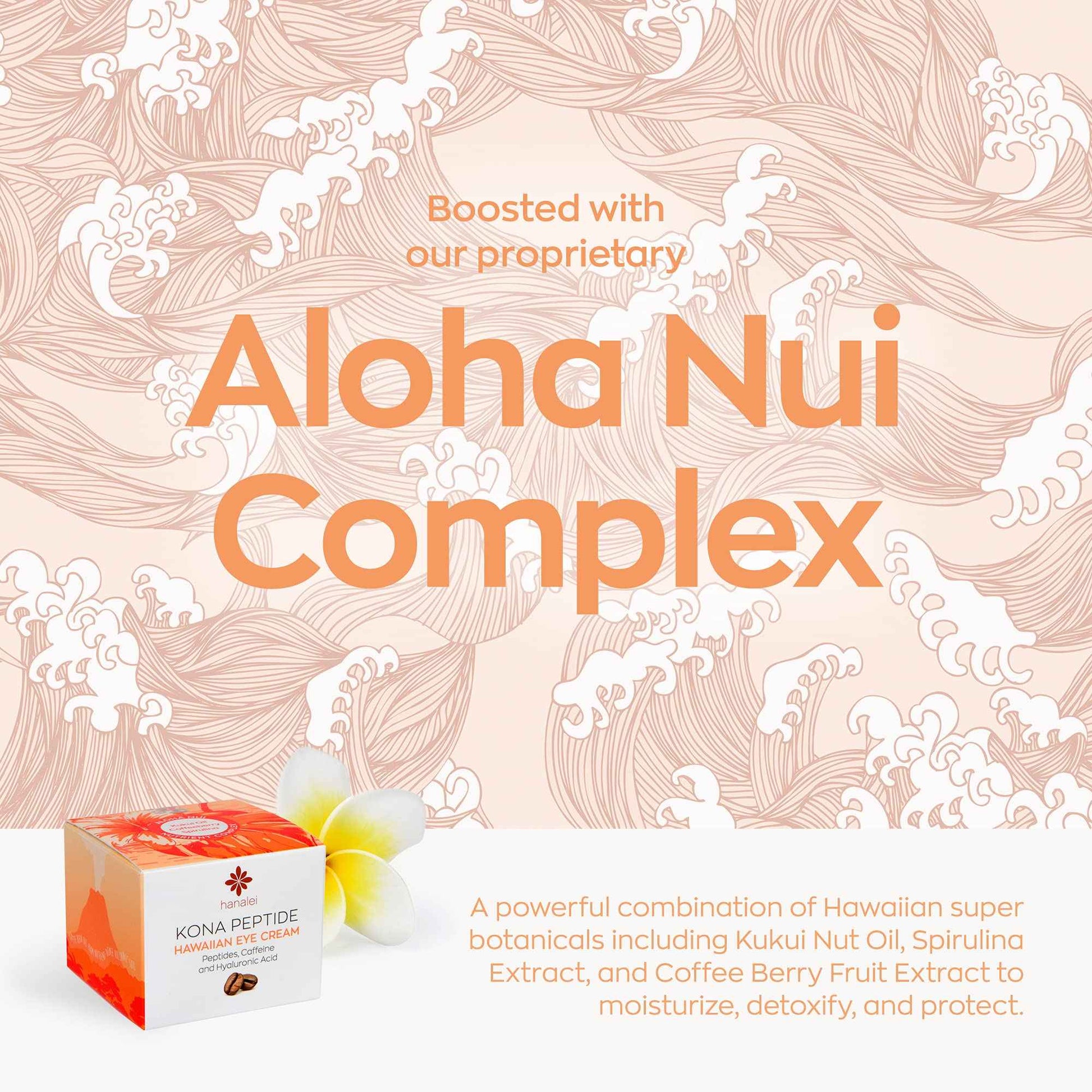 Hanalei Kona Peptide Eye Cream with Caffeine – Reduces Wrinkles, Puffiness, Dark Circles, Hydrating, Smoothing, Revitalizing Formula with Hawaiian Botanicals and Peptides – Cruelty-Free, Vegan, 0.5 oz