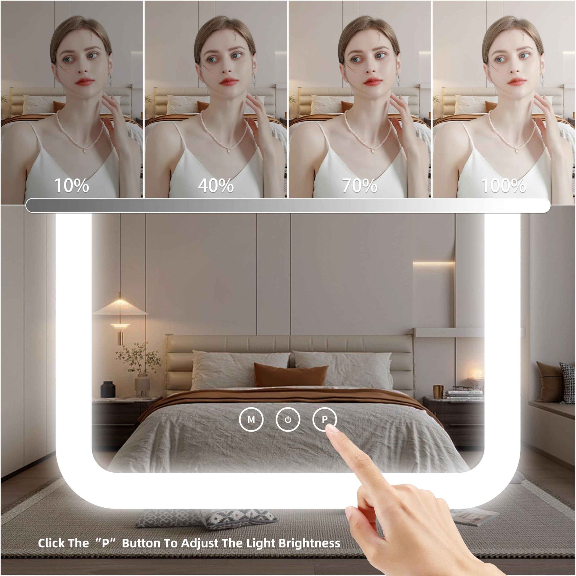 Vanity Mirror with Lights,13.1"×16.7"LED Makeup Mirror,Lighted Makeup Mirror with Lights, Smart Touch Control Dimmable 3 Modes Light, Lighted Up Mirror for Makeup Desk, Bedroom, Dressing Room