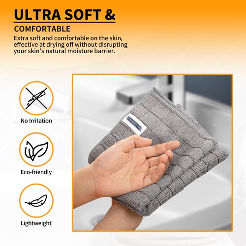 HOMERHYME Hand Towels for Bathroom, 24 Pack 25''*15'' Microfiber Grey Bath Hand Towels, Quick Dry Lint Free Soft Absorbent Bulk Washcloths Decorative Fingertip Towels for Hotel Travel Kitchen