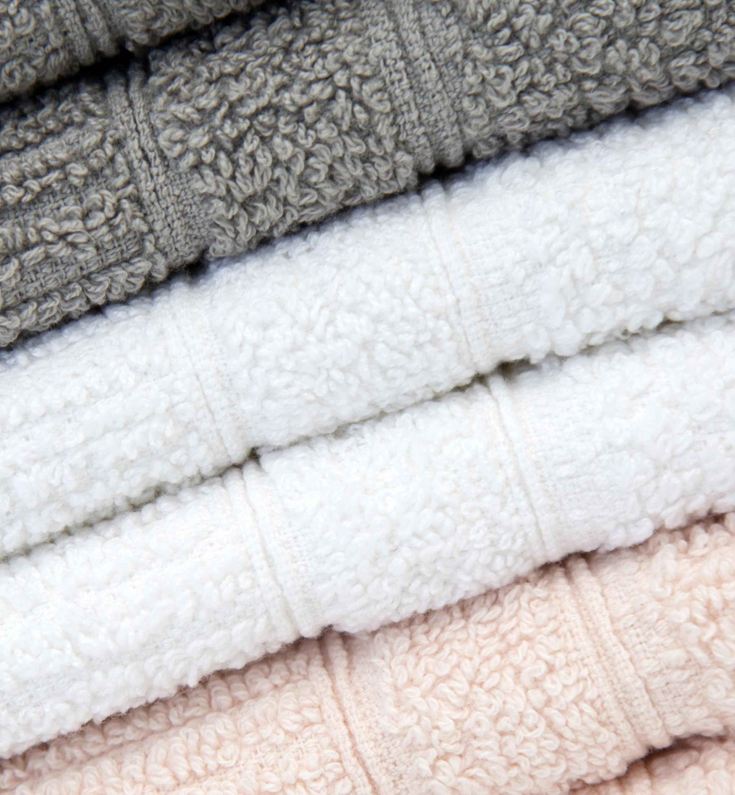 PH Pleasant Home Ribbed Wash Cloths Set - 12 Pack (12” x 12”) – 509 GSM - 100% Ring Spun Cotton Wash Cloth - Super Soft and Highly Absorbent Face Towels (Light Grey, White & Pink)