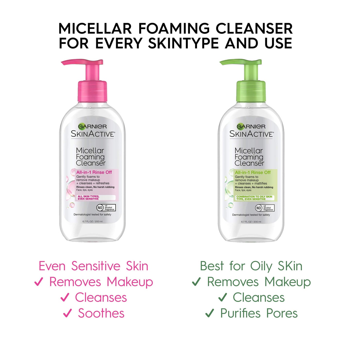 Garnier SkinActive Micellar Foaming Face Wash, For All Skin Types, 6.7 fl oz