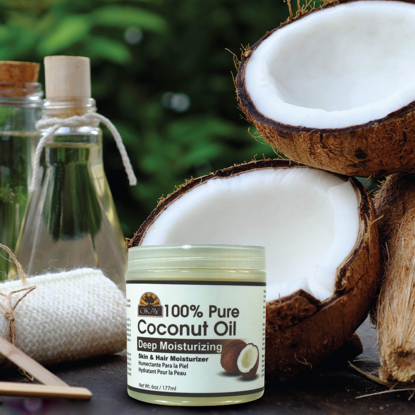 Okay 100% COCONUT OIL for HAIR and SKIN in JAR 6oz / 177ml (Pack of 2)