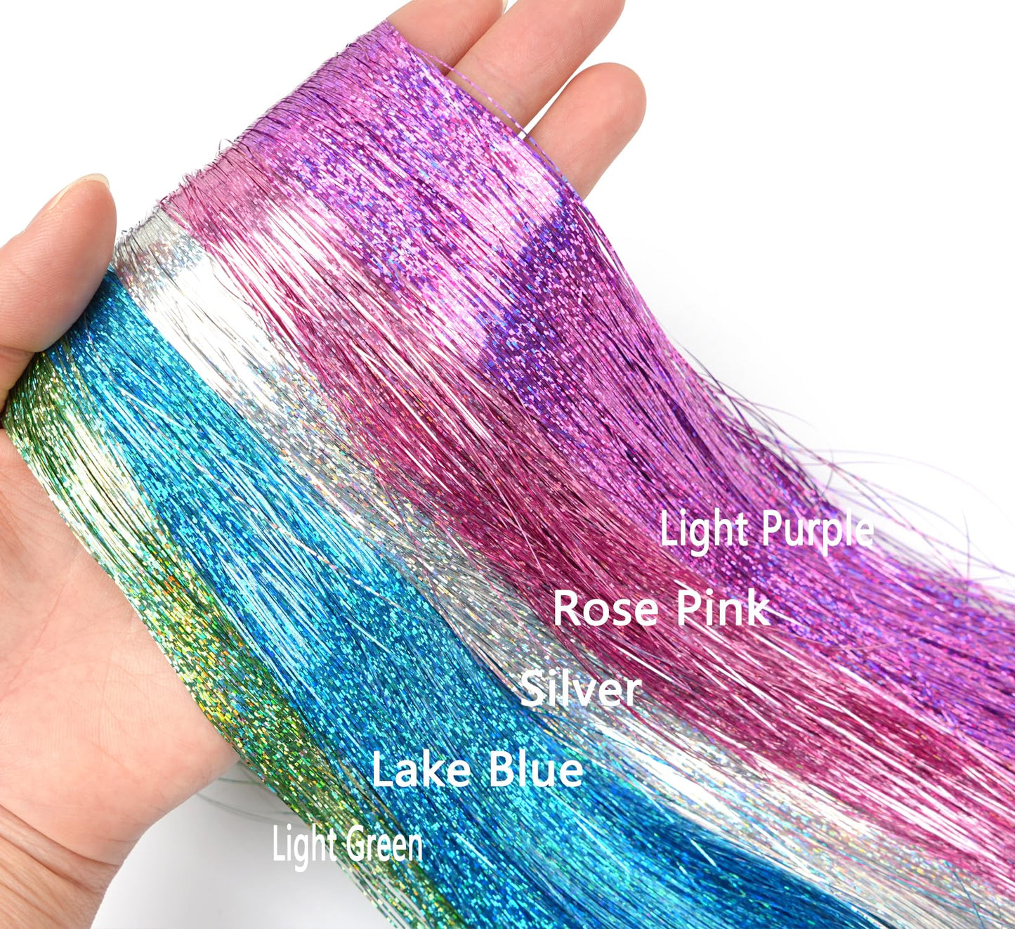 LyoRuSi 36 Inches Hair Tinsel Kit - Fairy Hair Tinsel with Tools 2200 Strands Hair Tinsel Heat Resistant Safe 5 Colors (Macaron Color) Glitter Tinsel Hair Extensions