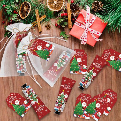 50 Sets Christmas Hand Cream Bulk Santa Snowman Patterns Moisturizing Hand Lotion for Guests Baby Shower, Bridal Shower Thank You Gifts Travel Size, Christmas Party Supplies, Holiday Stocking Stuffers