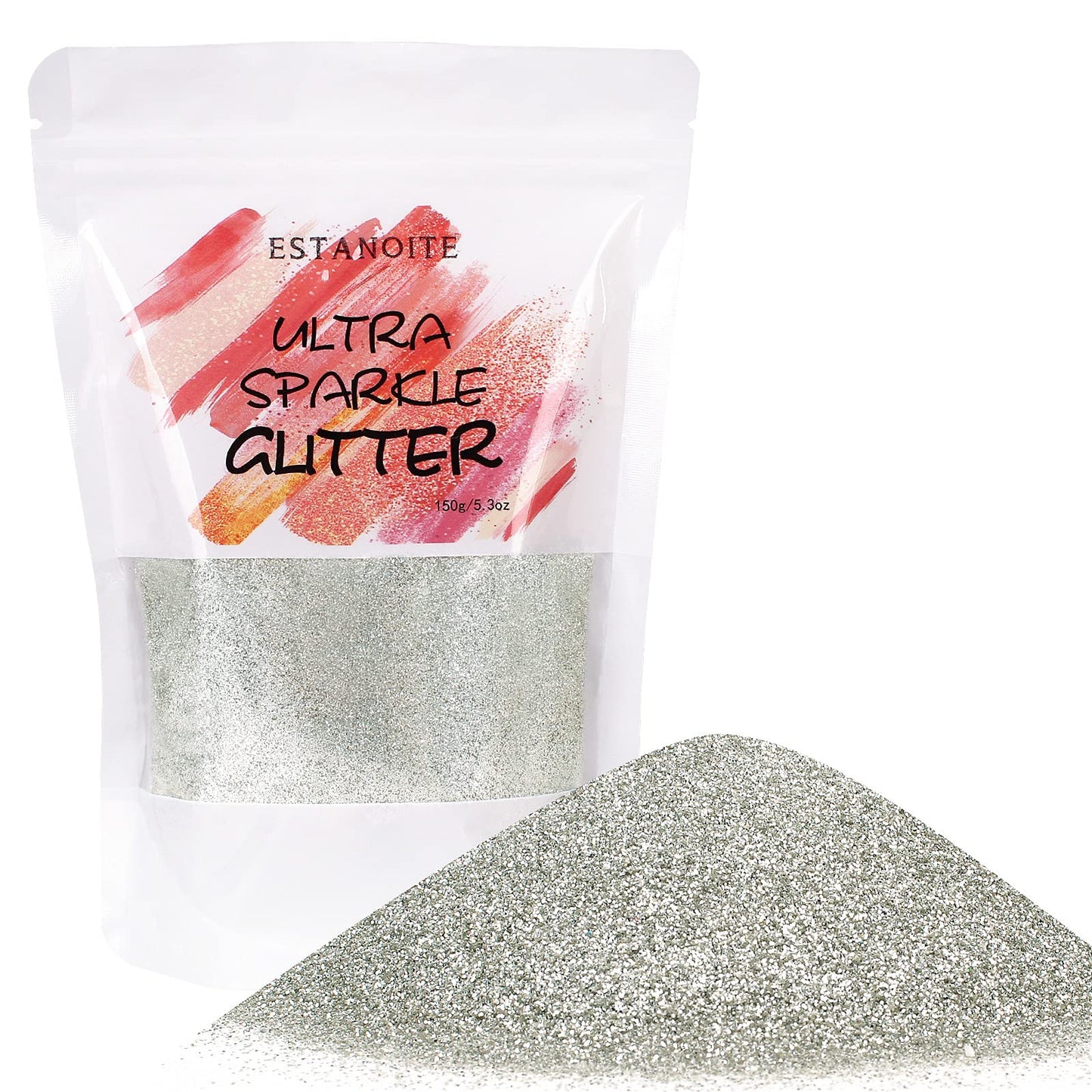 150g Extra Fine Metallic Glitter, Holographic Ultra Fine Glitter Powder for Resin, Tumblers, Makeup Face Eye Hair Body, Crafts Painting Arts, Nail Art DIY Decoration (White Silver)