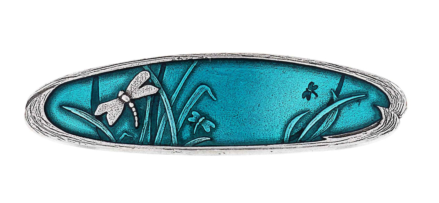 Danforth – Teal Dragonfly Barrette Large – Handcrafted Pewter Dragon Fly Barrette – Large French Clip – Thick Hair Friendly – 4” Long, Made In USA