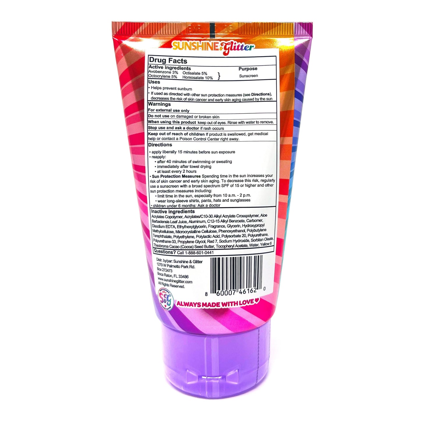 Seastar Sparkle - Rainbow Party Cake Scented Glitter Sunscreen - SPF 50 - Biodegradable Sunscreen, Kids, Water Resistant, Glitter lotion, Cruelty Free, Kids Lotion, Made in USA, 3.4oz