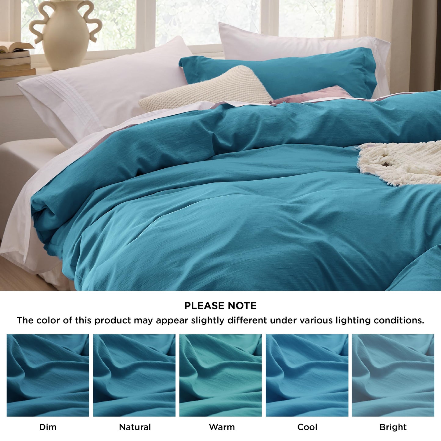 Bedsure Teal Twin Duvet Cover Set - Soft Prewashed Duvet Cover Twin Size, 2 Pieces, 1 Duvet Cover 68x90 Inches with Zipper Closure and 1 Pillow Sham, Comforter Not Included