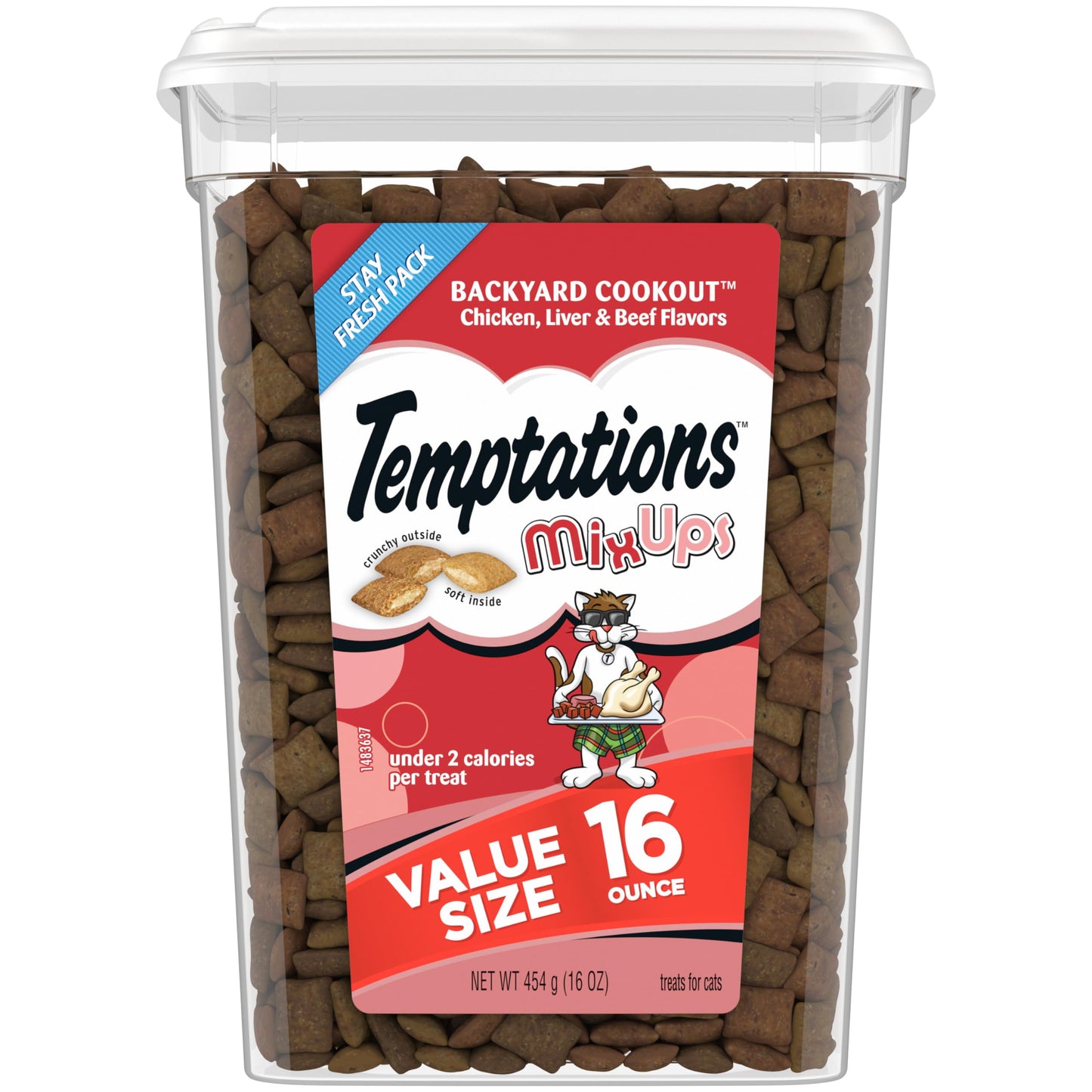 Temptations MixUps Backyard Cookout Flavor Crunchy and Soft Cat Treats, 16 oz. Tub