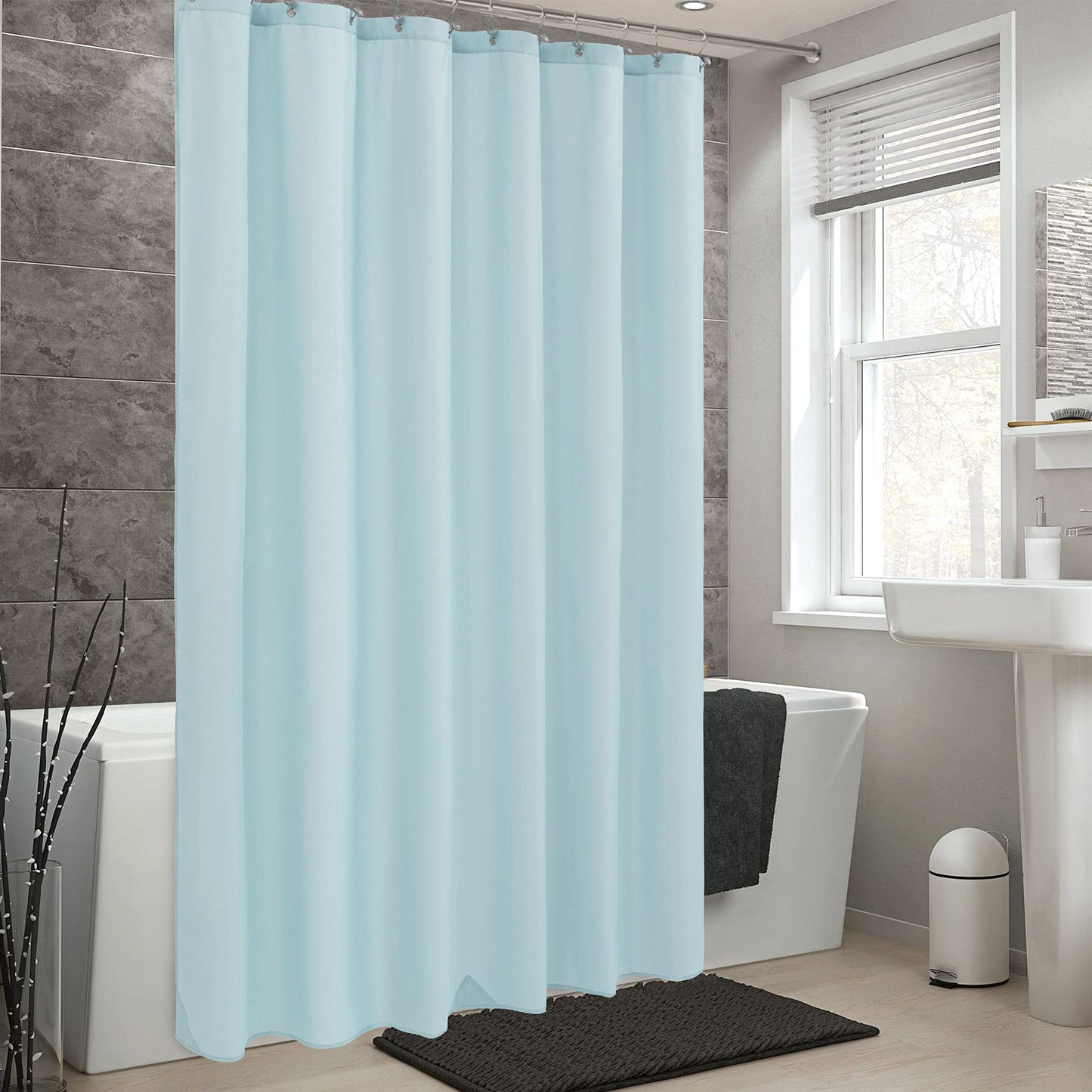 ALYVIA SPRING Waterproof Fabric Shower Curtain Liner, Washable Cloth Shower Curtain for Bathroom - Standard Size 72x72, Blue