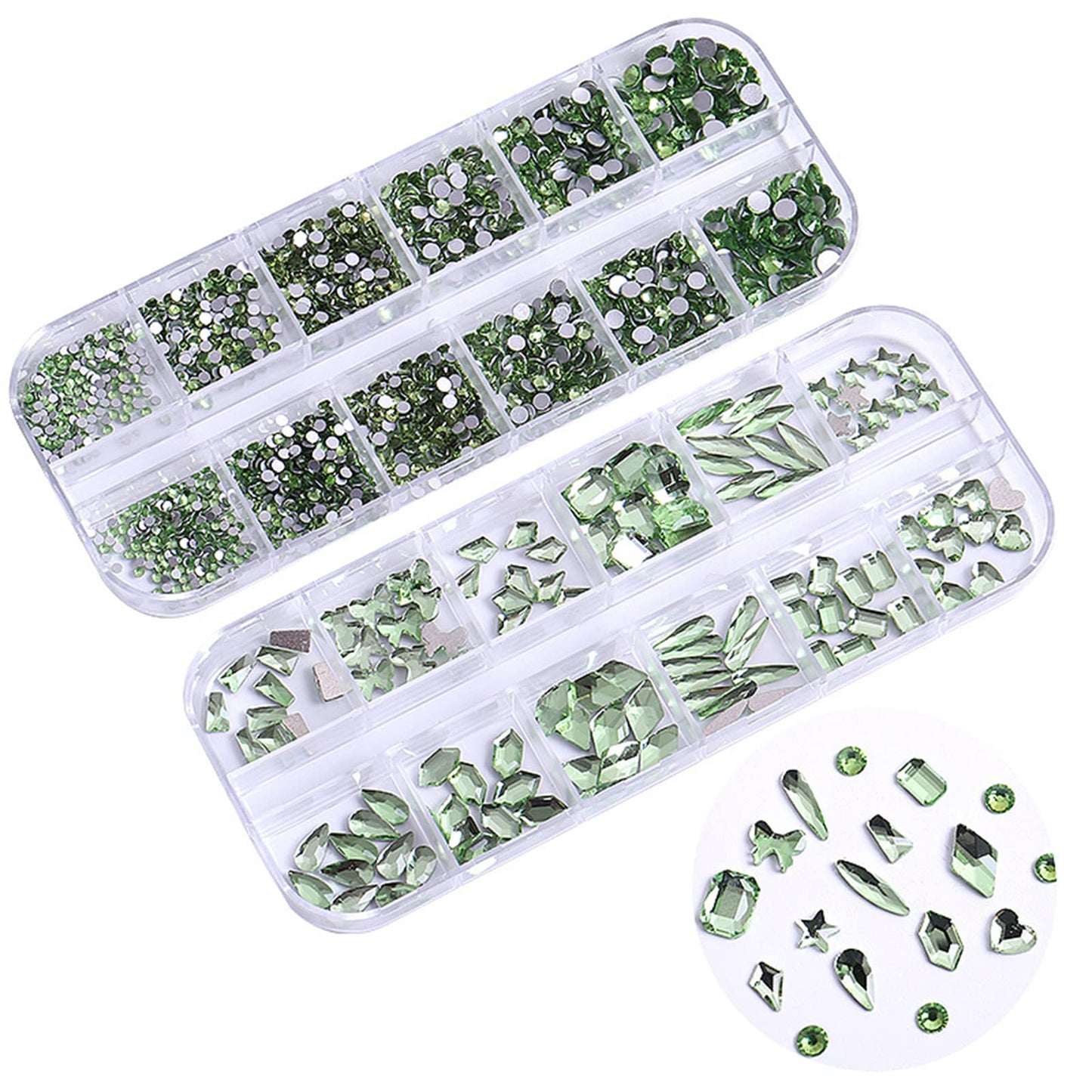 BELICEY Nail Art Rhinestones Olive Green Flatback Round Rhinestones Charms Nail Gem Stones with K9 Bling Glass Crystals Diamonds Jewelry for Nail Design DIY Crafts Face Decoration