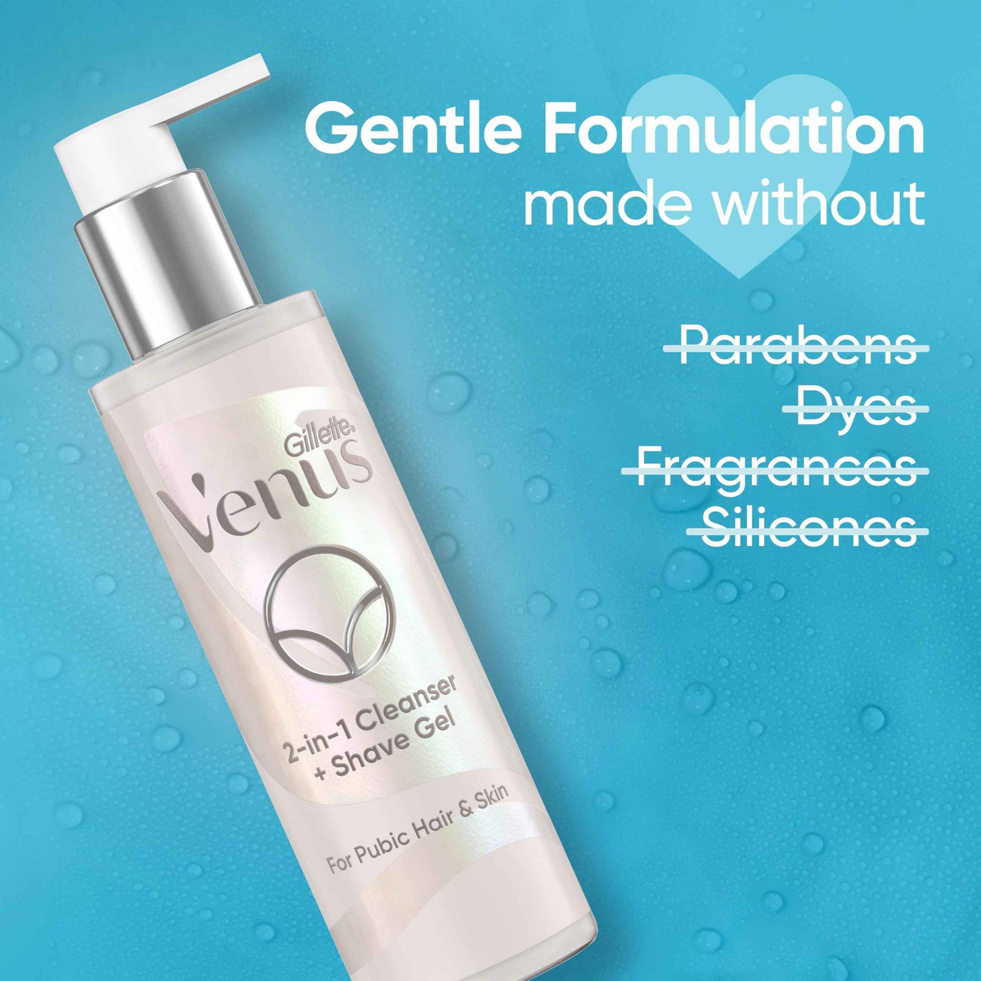 Gillette Venus for Pubic Hair and Skin Shaving Set, Women’s Razor, 1 Handle + 2 Blade Refills + 2-in-1 Cleanser, Holiday Gifts for Women