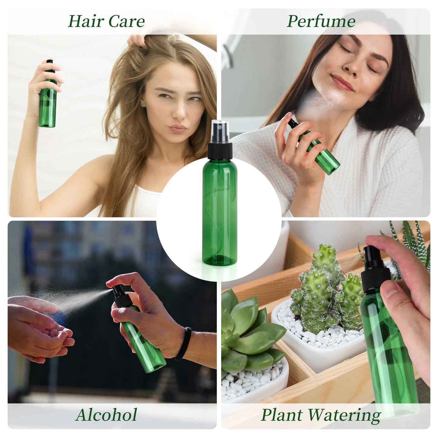 YEUIKERR 36 Pack Green Fine Mist Small Spray Bottles 2 oz/60 ml Plastic Spray Bottles Refillable Empty Mini Travel Sprayer Bottle Bulk for Essential Oils
