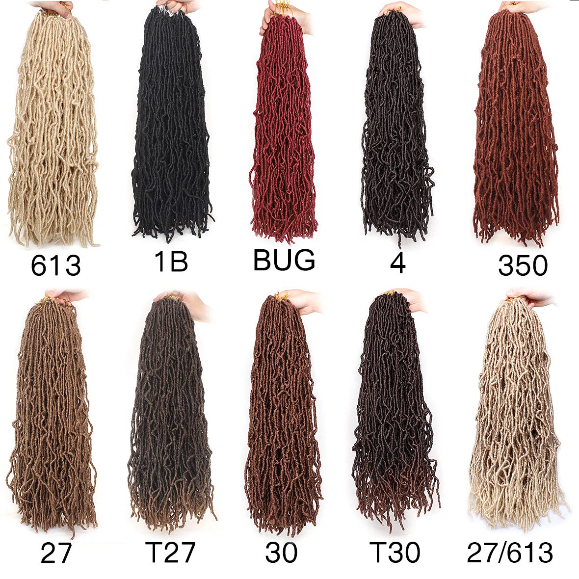 Xtrend 2 Packs New Faux Locks Crochet Braids Hair 24 Inch Most Natural Soft Locks Crochet Hair Extend Synthetic Braiding Hair 18 Strands Hair Extensions For Women 1B27613#