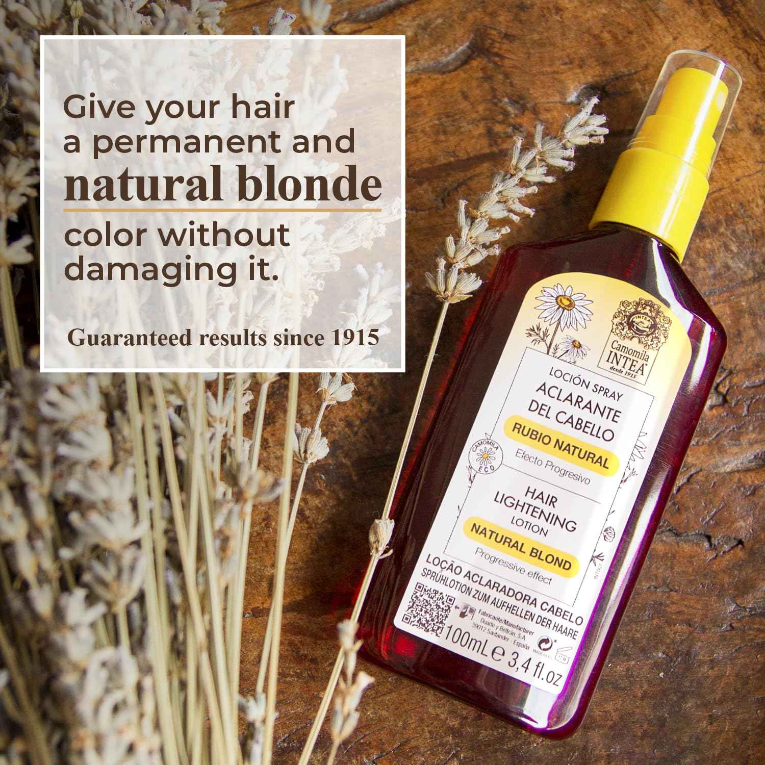 Camomila Intea Blonde Spray – Chamomile Hair Lightener with Gentle Color – No Ammonia or Parabens – 3.4oz