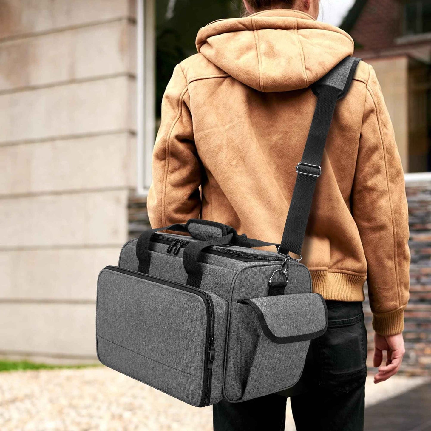 BAFASO Hairdresser Bag with Adjustable Dividers, Tattoo Case Holds Tattoo Supplies, Travel Barber Case Holds Various Hair Cutting Tools (Bag Only), Gray