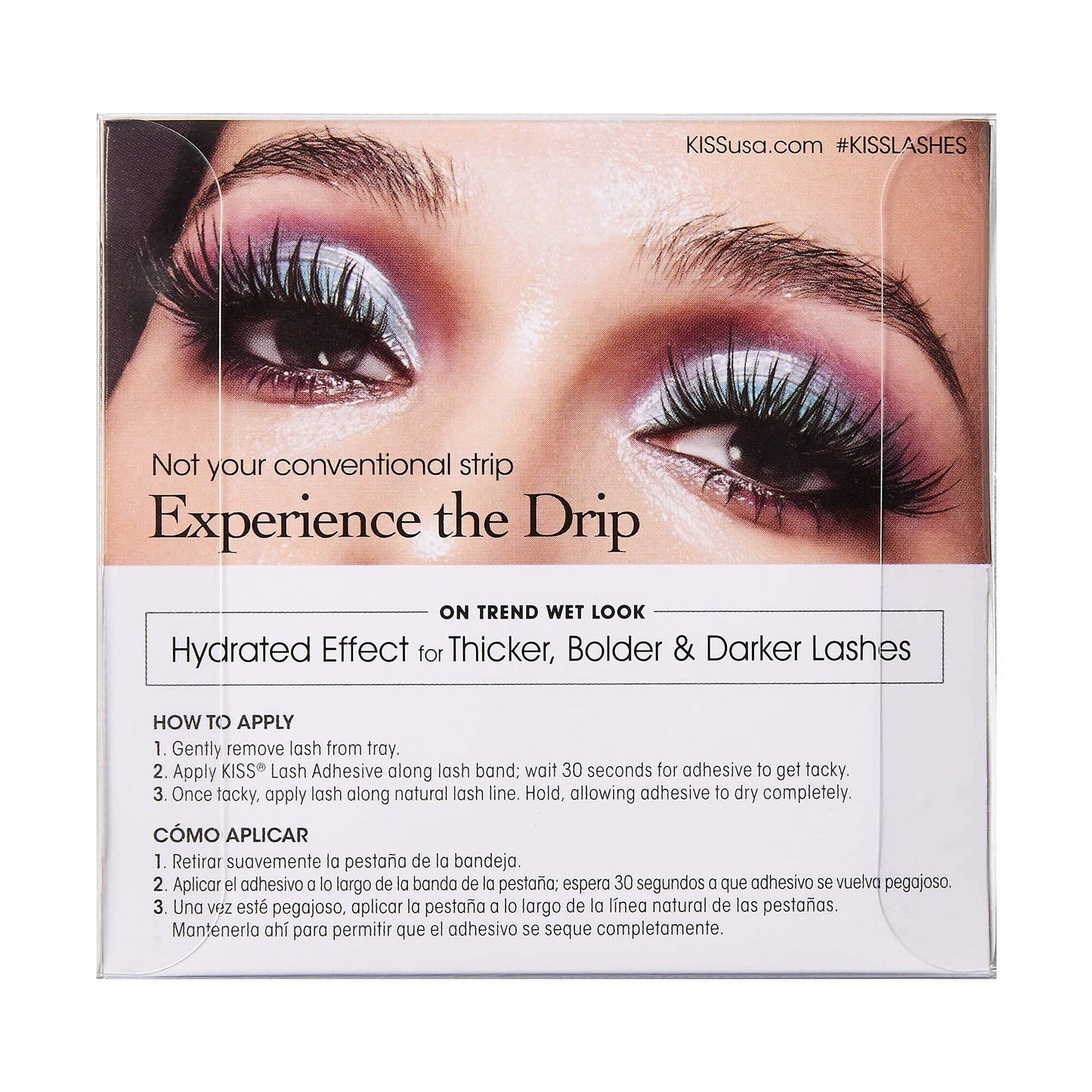 KISS Lash Drip False Eyelashes, Spiky X Boosted Volume, Unique Wet Look Hydrated Effect, Multi-Length Rewearable Fake Eyelashes, Wispy Crisscross Lash Pattern, Style ?˜Drenched?? 1 Pair