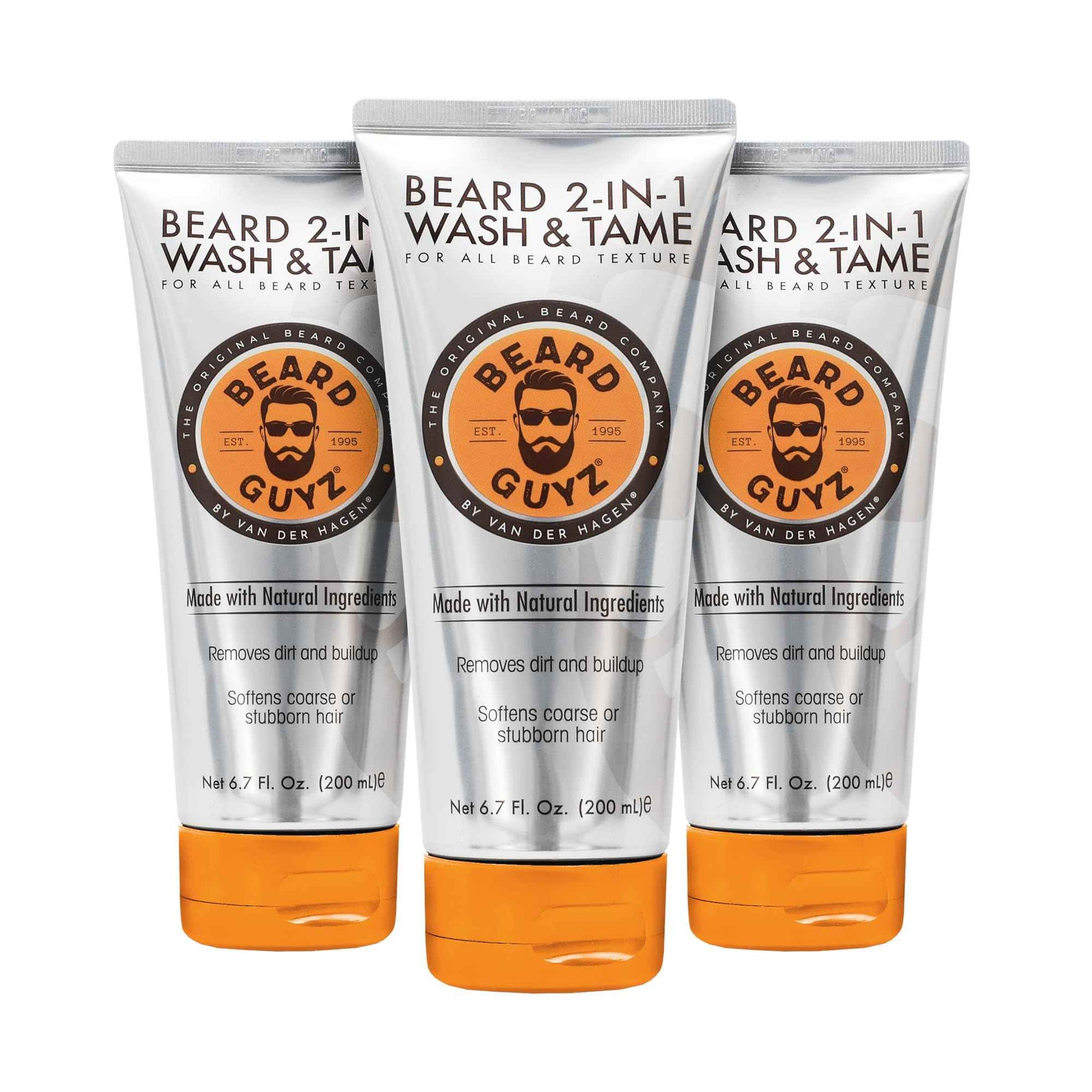 Beard Guyz 2-in-1 Beard Wash and Conditioner, Deep Cleansing Beard Shampoo for Men, Softening & Taming Formula – 6.7 oz (Pack of 3)
