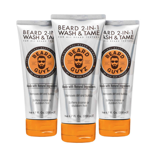 Beard Guyz 2-in-1 Beard Wash and Conditioner, Deep Cleansing Beard Shampoo for Men, Softening & Taming Formula – 6.7 oz (Pack of 3)