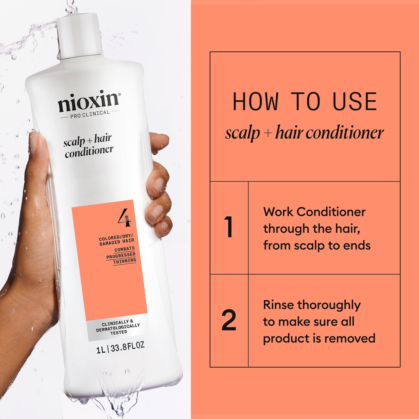 Nioxin System 4 Scalp Therapy Conditioner, Color Treated Hair with Progressed Thinning, 33.8 oz