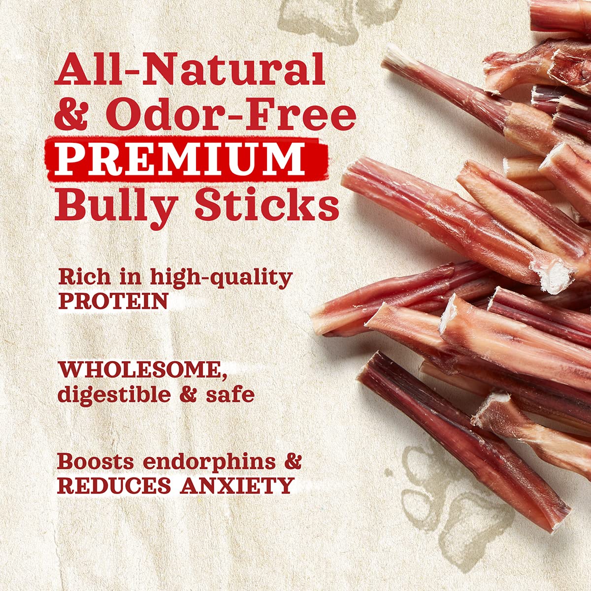 Natural Farm Odor Free Bully Sticks (4 Inch, 25 Pack) for Small & Medium Dogs - 100% Beef Chews for Pups, Non-GMO, Grain-Free, Fully Digestible Long Lasting Dog Treats