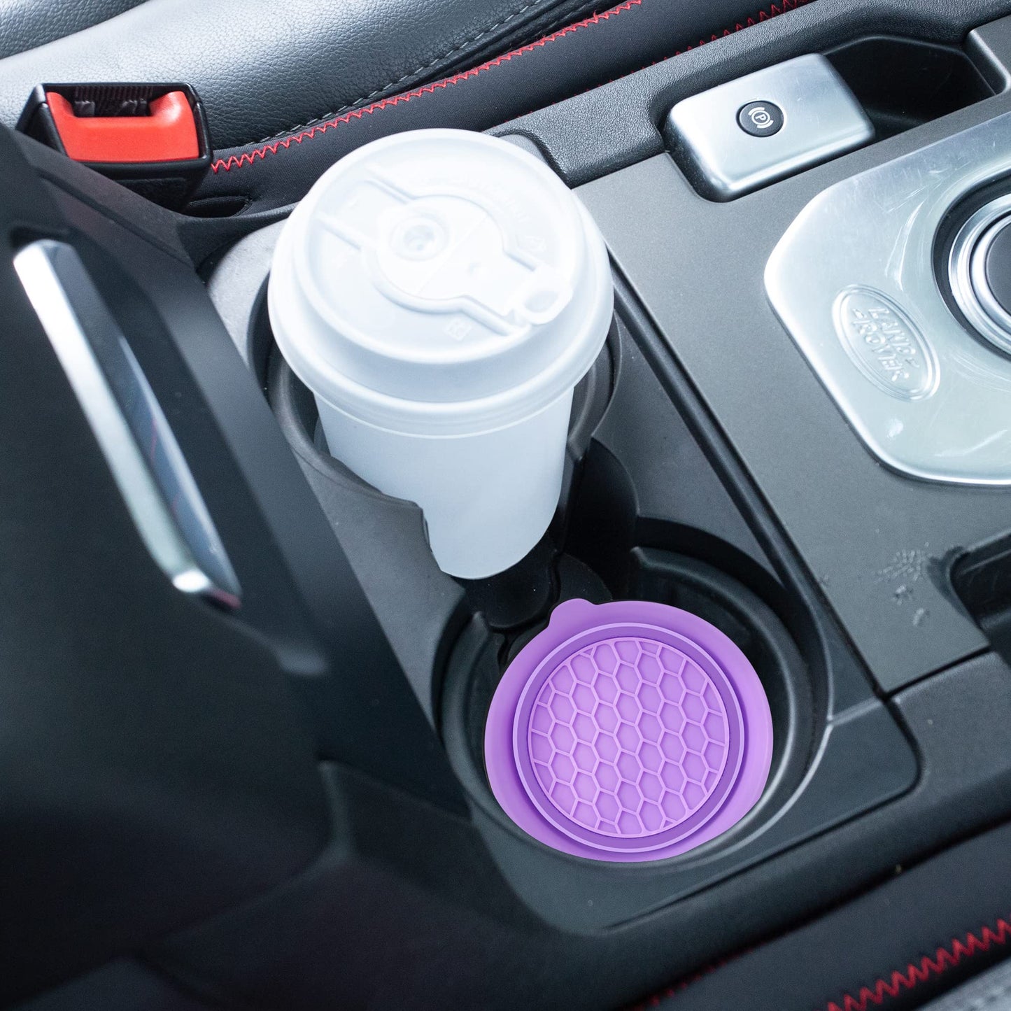 Amooca Car Cup Coaster Universal Automotive Waterproof Non-Slip Cup Holders Sift-proof spill Holder Car Interior Accessories 2 Pack Purple