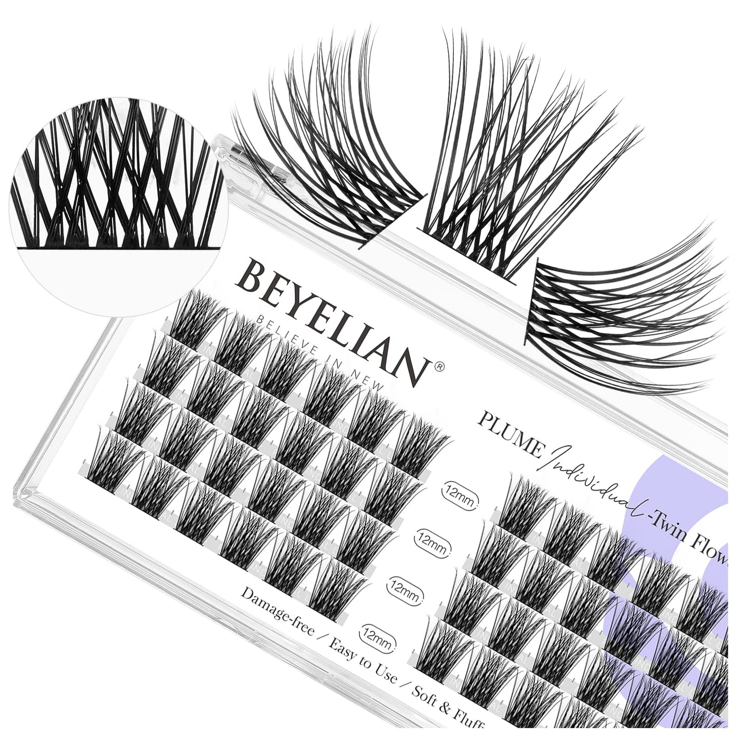 DIY Eyelash Extension,Cluster Lashes Individual False Eyelashes Extension Natural Look Reusable Glue Bonded Black Super Thin Band 48 Lash Clusters by BEYELIAN (Style3 0.07 10mm Black Band)